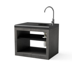 Modulo Bancada con Fregadero para Barbacoa de Obra Kitaway 84×63×71 cm | Base Negro/Gris para Barbacoa de Jardín