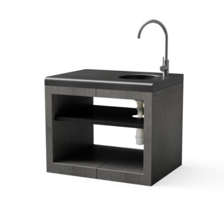 Modulo Bancada con Fregadero para Barbacoa de Obra Kitaway 84×63×71 cm | Base Negro/Gris para Barbacoa de Jardín