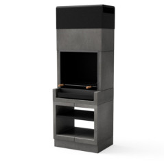 Barbecue da incasso Kitaway Original 84x63x237 cm con griglia 68,5x42 cm | Barbecue in cemento nero/grigio