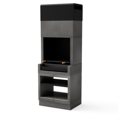 Barbecue da incasso Kitaway Original 84x63x237 cm con griglia 68,5x42 cm | Barbecue in cemento nero/grigio