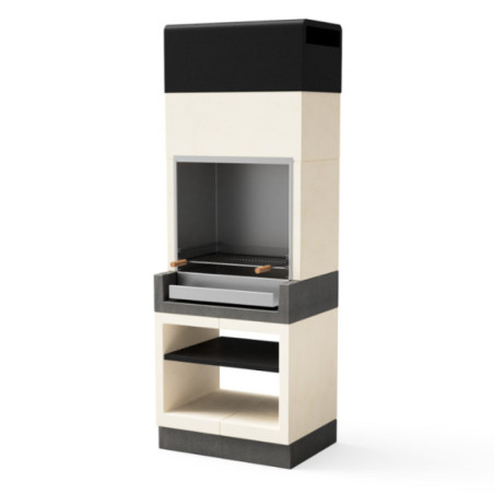 Churrasqueira embutida Kitaway Original 84x63x237 cm com grelha 68,5x42 cm | Churrasqueira de concreto branca/cinza