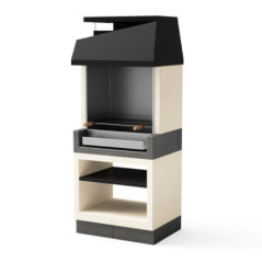 Kitaway Original Built-in Barbecue 84x63x206 cm with Grill 68.5x42 cm | White/Grey Concrete Barbecue