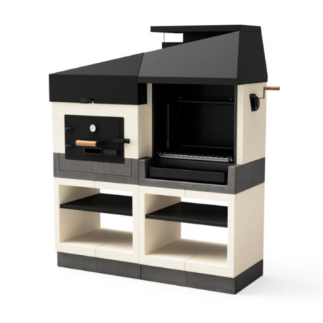 Barbecue encastrable Otte 168 x 63 x 206 cm + four | Barbecue en béton pour jardin extérieur
