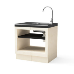 Kitaway 84×63×85 cm Built-in Barbecue Countertop Module with Sink | Black/White Base for Garden Barbecue