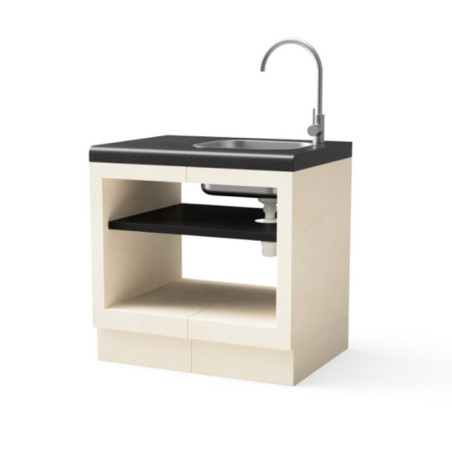 Kitaway 84×63×85 cm Einbau-Grillmodul mit Spüle | Schwarz/Weißes Gestell für Gartengrill