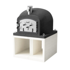 Base para forno a lenha Kitaway 100x100x80 cm branca/cinza | Acessório para forno externo com isolamento e manômetro