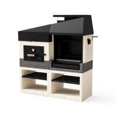 Churrasqueira e forno embutidos Kitaway Otte 168x63x192 cm | Churrasqueira com grelha estilo argentino, branca e cinza