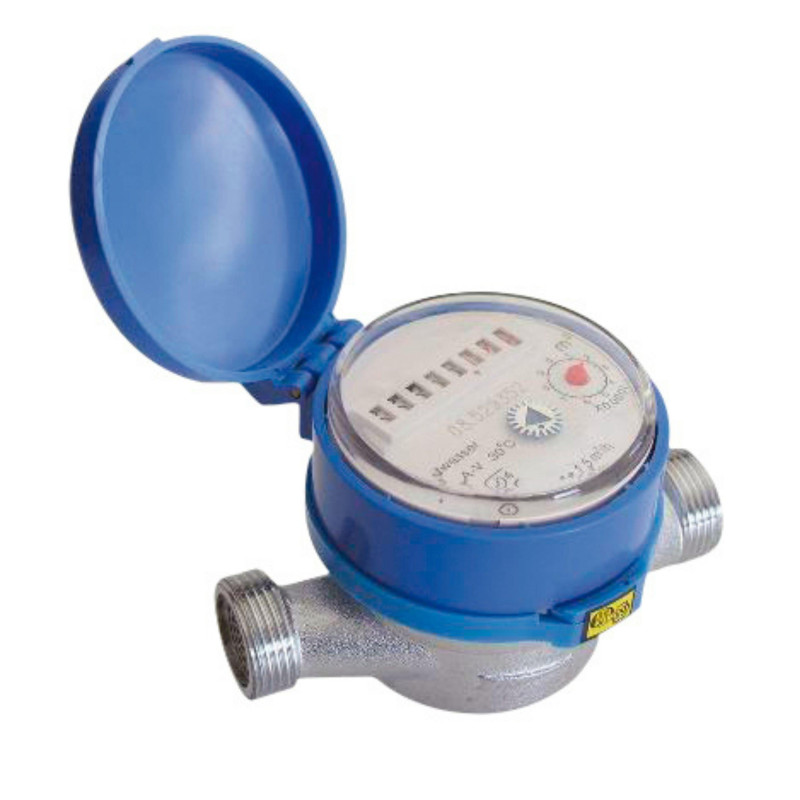 Medidor de água de 3/4" com conexão de 1/2" | Vazão de 4 m³/h | Medidor de jato único | Para uso com água fria