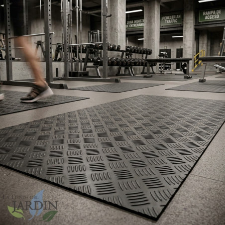 Pavimentazione in gomma per palestra 1,2 x 2 m | Pavimentazione antiscivolo in gomma da 3 mm per palestre e centri di allenament