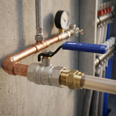 3/4"-Kugelhahn mit Hebel (blau, Außen-/Innengewinde) | Absperrventil | Absperrventil für Sanitärinstallationen