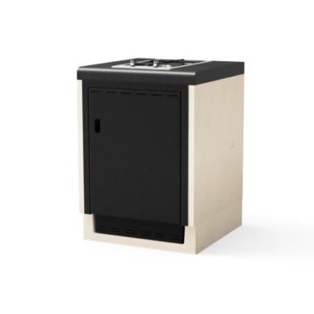 Modulo Bancada con Placa de Gas para Barbacoa de Obra Kitaway 61×63×85 cm | Base Blanca/Negra para Barbacoa de Jardín