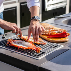Kitaway 84×63×71 cm Elektrogrillplatte, Tischmodul für Einbaugrills | Weiß/Grauer Sockel für Grill