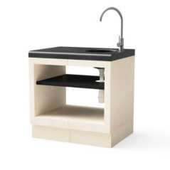 Kitaway 84×63×85 cm Built-in Barbecue Countertop Module with Sink | White/Black Base for Garden Barbecue