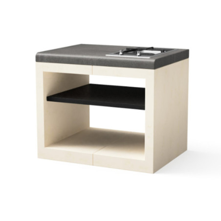 Kitaway Módulo de Fogão a Gás Embutido para Churrasqueira 84×63×71 cm | Base Branca/Cinza para Churrasqueira de Jardim