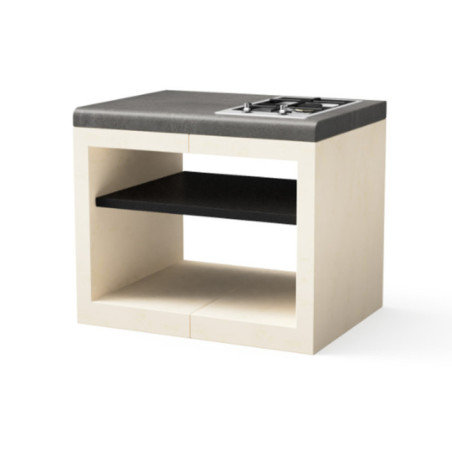 Kitaway 84×63×71 cm Module de base encastrable pour barbecue à gaz | Base blanche/grise pour barbecue de jardin