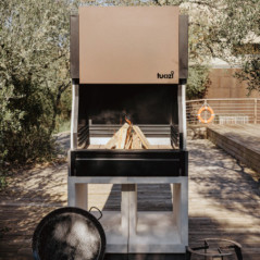 Kitaway Built-in Barbecue 100x100x220 cm with Steel Grill | Barbecue Designed for Paella | Includes Paella Pan Stand