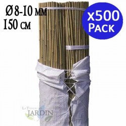 500 x Tuteur en Bambou 150 cm, 8-10 mm. Baguettes de bambou, canne de bambou écologique pour soutenir les arbres