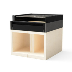 Modulo Grill para Barbacoa de Obra Kitaway 100x100x99,5 cm | Base Blanca/Negra para Barbacoa de Jardín Exterior