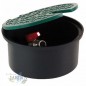 Pozzetto di Irrigazione Rotonda in Plastica 20 cm con Rubinetto 3/4'', Coperchio 20 cm. Altezza 11,5 cm, base 18,5 cm