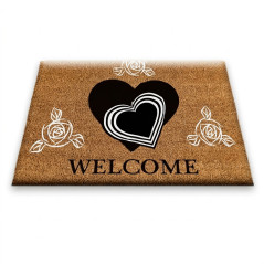 Felpudo Welcome Corazones 40x60 cm | Alfombra Antideslizante y Resistente | Material Flexible y Reciclable | Ideal para Entrada
