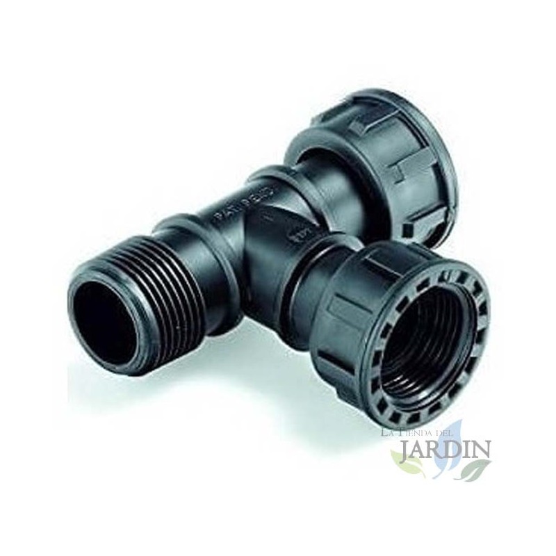 Tee de coletor de irrigação macho x fêmea x fêmea de 1", acessório para coletor de sistema de irrigação Tee de coletor de irrigação macho x fêmea x fêmea de 1", acessório para coletor de sistema de irrigação