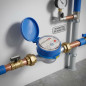 3/4" water meter with 1/2" fitting | Flow rate 4 m³/h | Single jet meter | For use with cold water