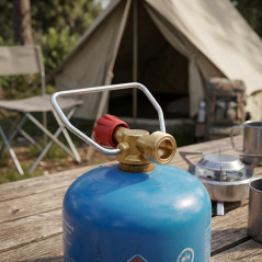 Robinet avec poignée pour bouteille de gaz de camping R 3/8" | Robinets bleus pour bouteilles de butane
