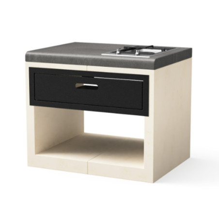 Kitaway 84×63×71 cm Module de base encastrable pour barbecue à gaz | Base blanche/grise pour barbecue de jardin