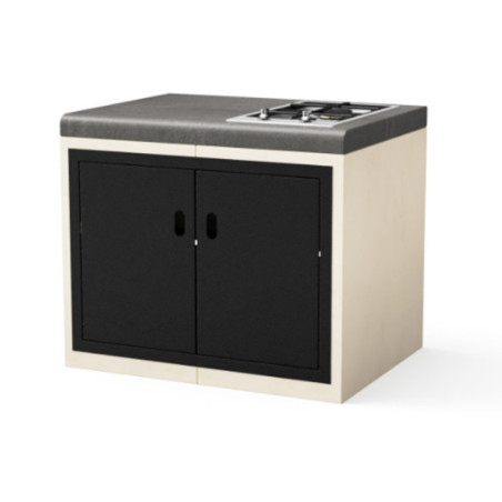 Modulo Bancada con Placa de Gas para Barbacoa de Obra Kitaway 84×63×71 cm | Base Blanca/Gris para Barbacoa de Jardin