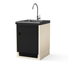 Modulo Bancada con Fregadero para Barbacoa de Obra Kitaway 84×63×85 cm | Base Blanca/Negra para Barbacoa de Jardin