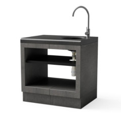 Kitaway Module de comptoir encastrable pour barbecue avec évier 84×63×85 cm | Base noire/grise pour barbecue de jardin