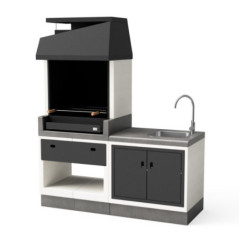 Kit barbecue encastrable + évier 168 x 63 x 206 cm | Barbecue en béton pour jardin extérieur