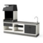 Kit barbecue da incasso + modulo lavello + piano di lavoro Kitaway 252x63x206 cm | Barbecue in cemento per giardino esterno