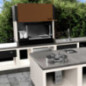 Barbecue encastrable Kitaway 126 x 63 x 214 cm avec grille en acier 70,5 x 38 cm | Barbecue de style argentin avec grille