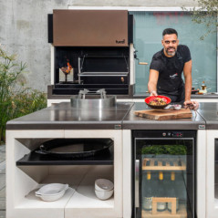 Kitaway Einbaugrill 126x63x214 cm mit 41x38 cm Stahlgrillrost | Argentinischer Grill