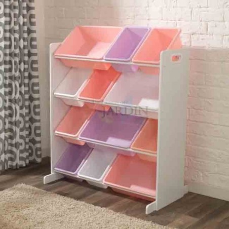 Étagère de rangement pour jouets avec 12 cubes