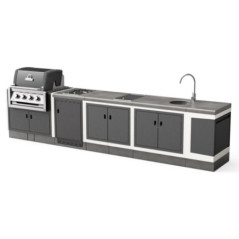 Einbau-Grillpaket + Spülbeckenmodul + Gaskochfeldmodul + Cerankochfeldmodul, Kitaway 355 x 63 x 119 cm