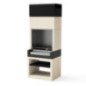 Barbacoa de Obra Kitaway 84x63x223 cm con Parrilla Inox 68,5x42 cm | Barbacoa de Hormigón Blanco y Negro con Cajon