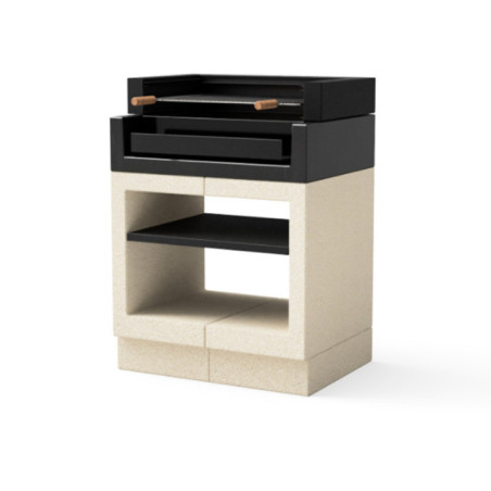Modulo Grill para Barbacoa de Obra Kitaway 84x63x115 cm | Base Blanca/Negra para Barbacoa de Jardín Exterior