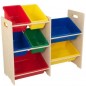 Estantería para almacenar juguetes con 7 cubos. Colores primarios y natural