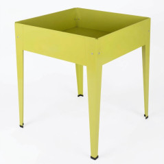 Gelber, quadratischer Hochtisch aus Metall, 60 x 60 x 82 cm | Hochbeet für die Stadt | Stabile Konstruktion