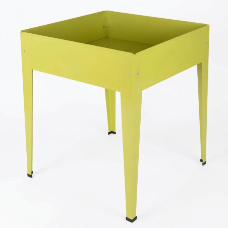 Table de jardin surélevée carrée en métal jaune 60 x 60 x 82 cm | Jardin urbain surélevé | Structure robuste