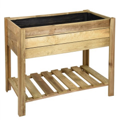 Fioriera Rialzata in Legno 100 x 50 x 75 cm. Orto Quadrato su Piedi. Lettiera da giardino rialzata economica in legno