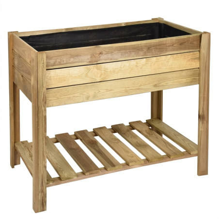Mesa de cultivo retangular de madeira 100x50x75 cm, ideal para jardins urbanos e jardinagem