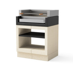 Kitaway Einbau-Grillmodul 84x63x115 cm | Weiß/Schwarzer Sockel für den Gartengrill