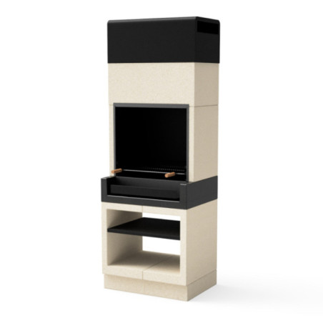 Kitaway Built-in Barbecue 84x63x237 cm with Grill 68.5x42 cm | Black and White Concrete Barbecue with Drawer