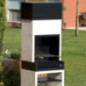 Barbecue encastrable Kitaway 84 x 63 x 237 cm avec grille 68,5 x 42 cm | Barbecue en béton noir et blanc avec tiroir