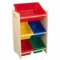 Estantería para almacenar juguetes con 5 cubos. Colores primarios y natural