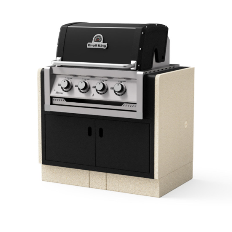 Barbacoa de Obra Broilking 98x63x119 cm | Barbacoa de Hormigón y Acero para Jardin | 4 Quemadores