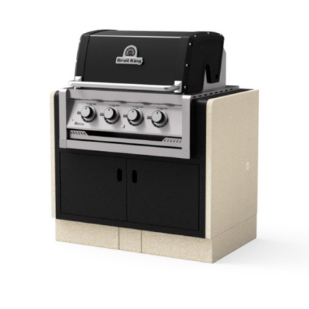Barbecue da incasso Broilking 98x63x119 cm | Barbecue da giardino in cemento e acciaio | 4 bruciatori